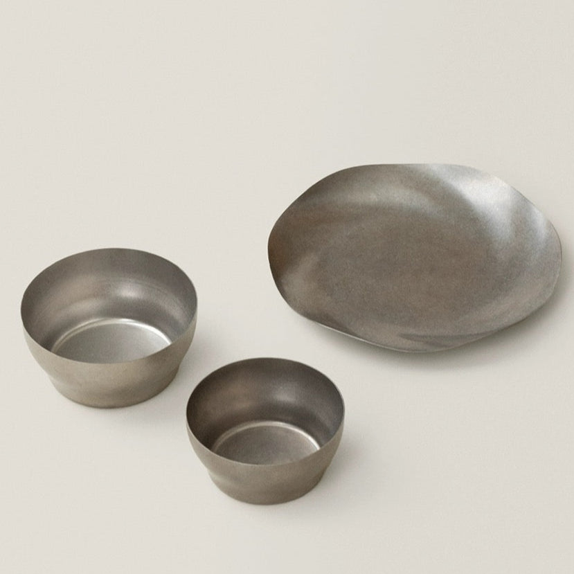 Irregular Organic Stainless Steel Plate | Modern Artisan Serving Dish & Catch-All Tray