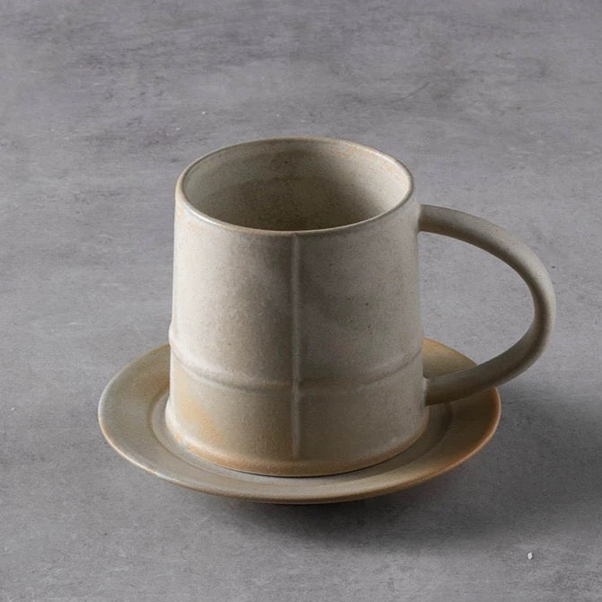 Bamboo Design Coffee/Tea Ceramic Mug with Saucer